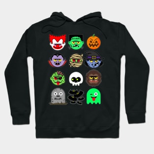 MONSTER FACES Halloween Emoji Shirt Skeleton Dracula Costume Hoodie